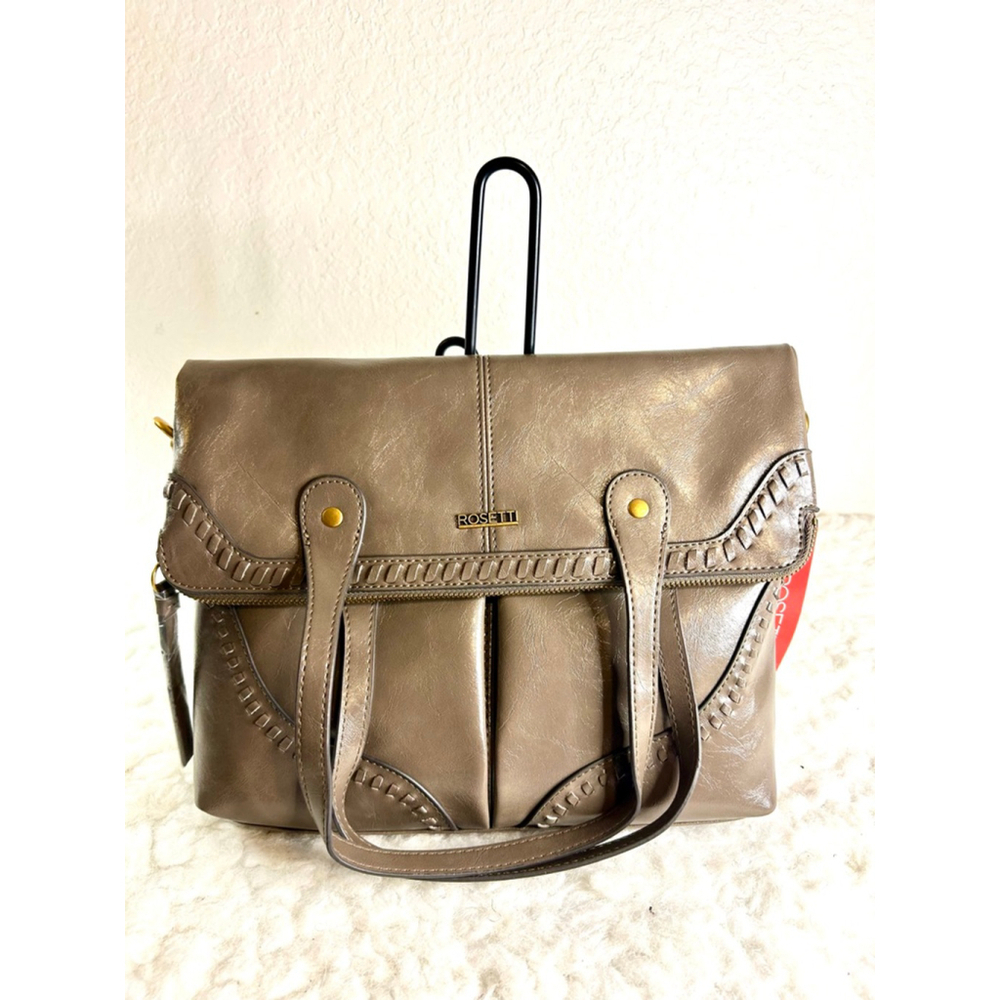 NWT $69 Rosetti Piper convertible fold-over brown faux-leather crossbody bag